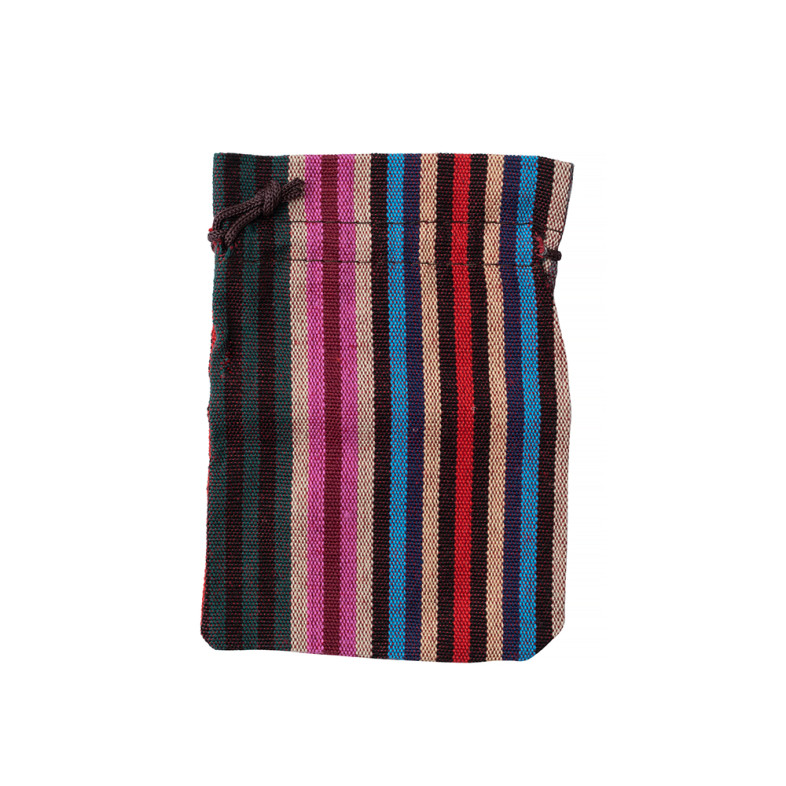 Decorative striped burlap bag 14×10 cm dark 1 pc