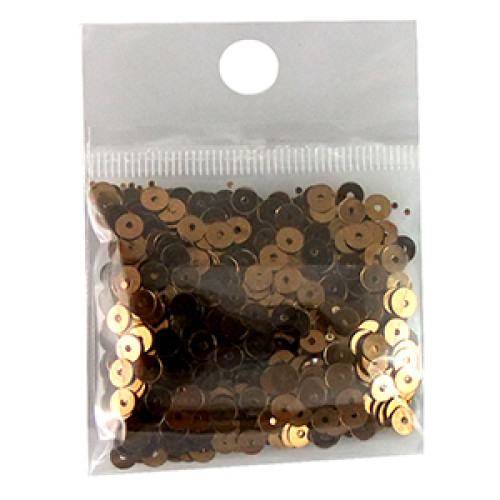 Round sequins 4 mm brown, pack of 5 g