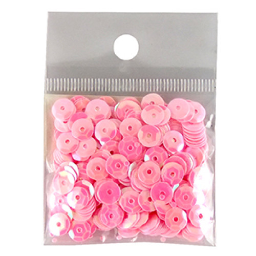Round sequins 6 mm pink, pack of 5 g