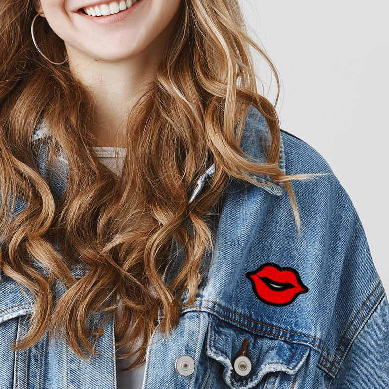 Fabric patch Red lips 1 pc.