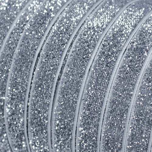 Velvet ribbon with lurex 10 mm gray 1 meter