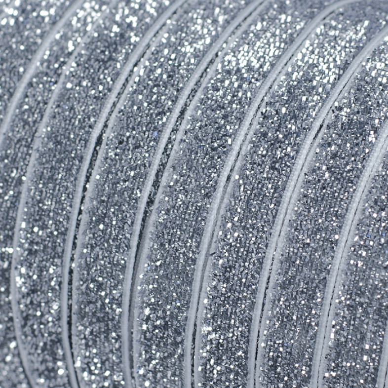 Velvet ribbon with lurex 10 mm gray 1 meter