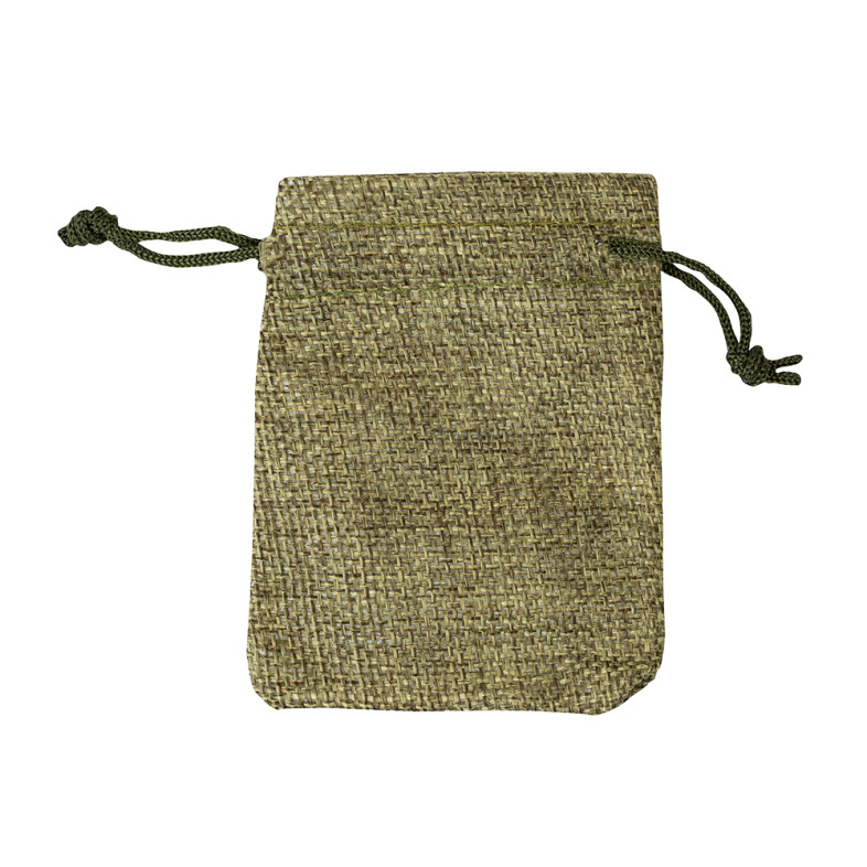 Decorative burlap bag 9×7 cm green 1 pc