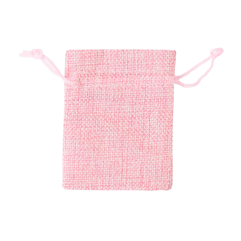 Decorative burlap bag 9×7 cm pink 1 pc
