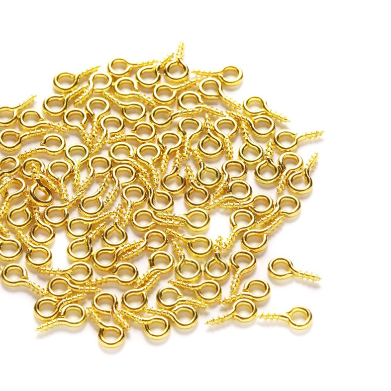Jewelry stud with notch (screw with eye) 4 mm gold 1 pc.