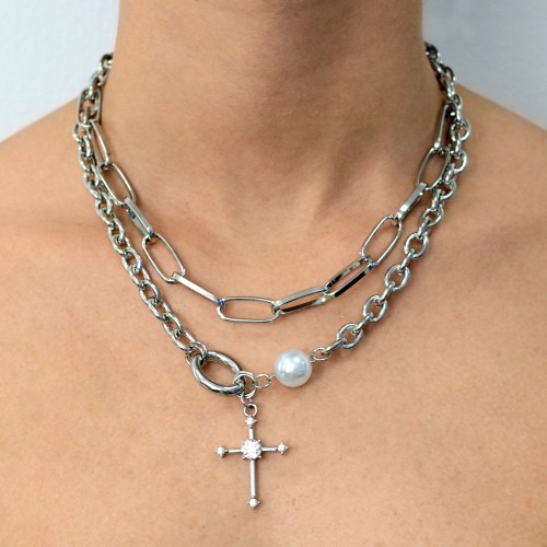 Chain with cross 40 cm, cupronickel, 1 pc.