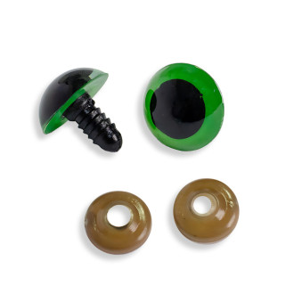 Plastic eyes 18×20 mm green, pack of 2 pcs