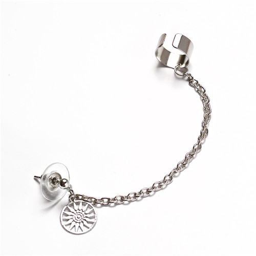 Round coffee earring with a chain, cupronickel, 1 pc.