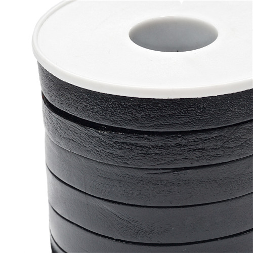 Pressed leather ribbon 10 mm black 1 meter