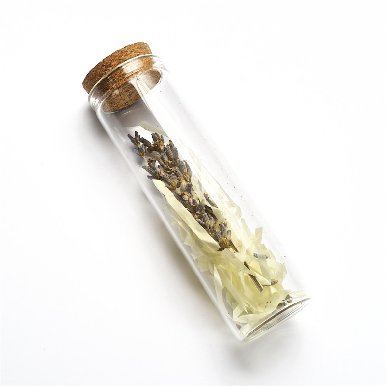 Glass flask 100×30 mm with lavender transparent (55 ml) 1 pc.