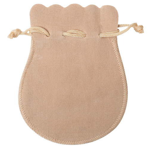 Decorative velvet bag 12.5×9.5 cm beige 1 pc