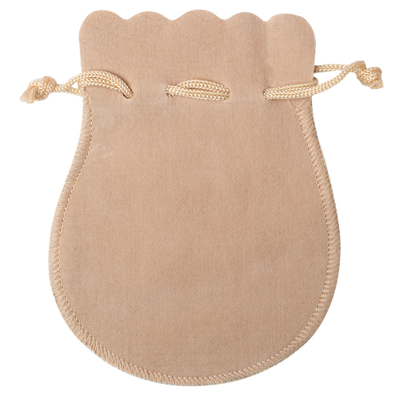 Decorative velvet bag 12.5×9.5 cm beige 1 pc