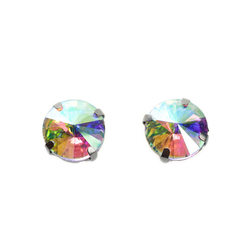 Стрази скляні пришивні у металевій оправі 12 мм прозорі уп.2 шт