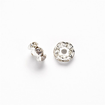Divider bead with rhinestones 8 mm silver 1 pc