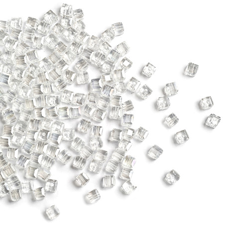 Koralik kryształowy sześcianowy 2x2 mm przezroczysty op.20 szt