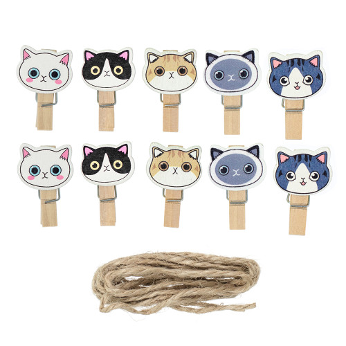 Wooden clothespin 35×7 set Cats pack of 10 pcs.