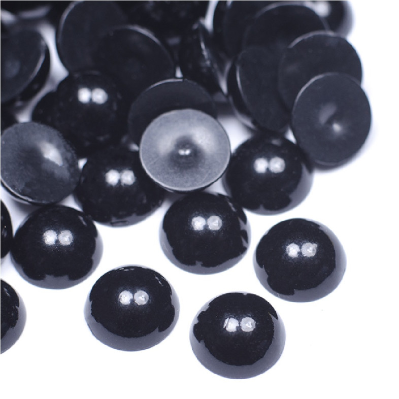 Pół koralik plastikowy imitujące perły 6 mm czarny op.10 gr