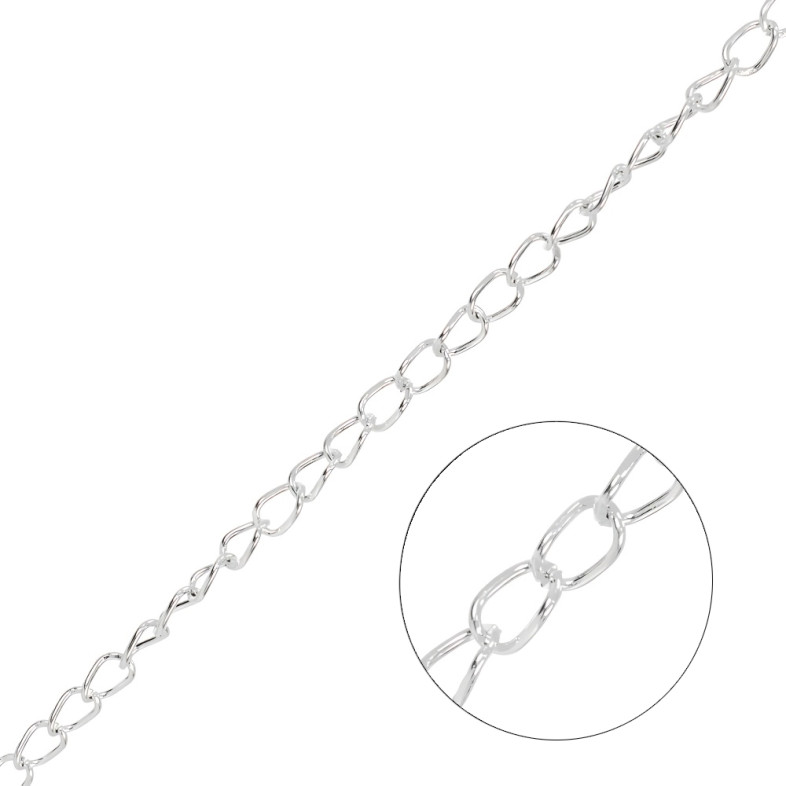 Armored chain 8×10×1.4 mm silver 1 meter