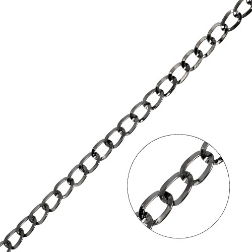 Medium chain, armor-plated, 8×10×1.4 mm, dark steel, 1 meter