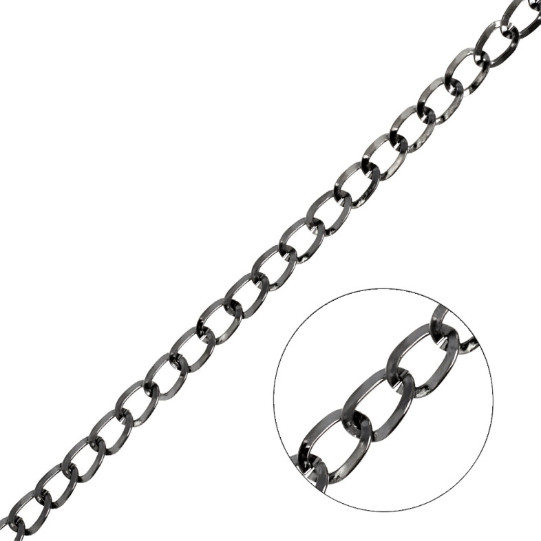Medium chain, armor-plated, 8×10×1.4 mm, dark steel, 1 meter