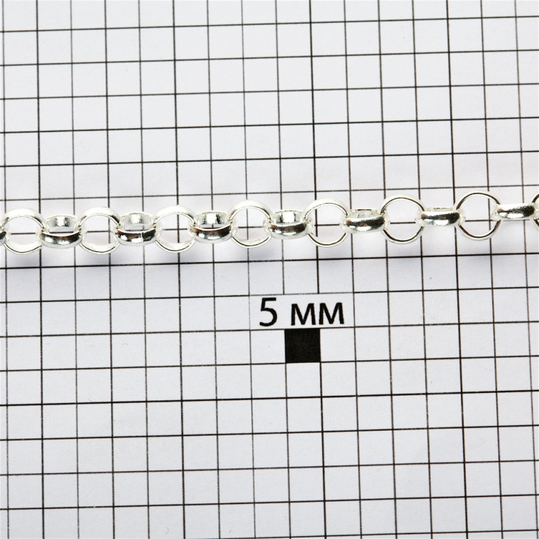 Rollo weaving chain 7×7×2.5 mm silver 1 meter