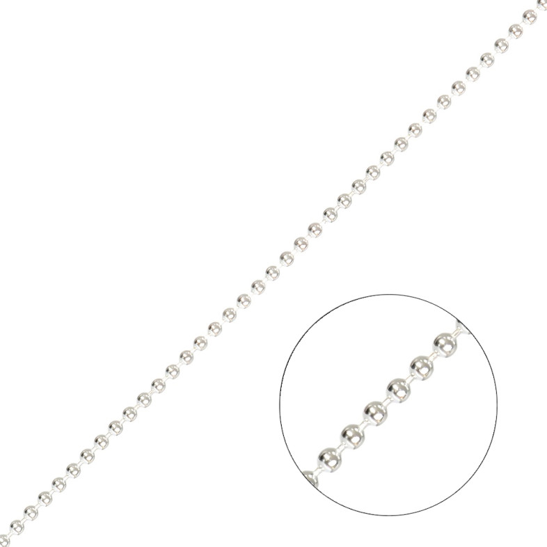 Ball chain 1.5×1.5×1.5 mm silver 1 meter