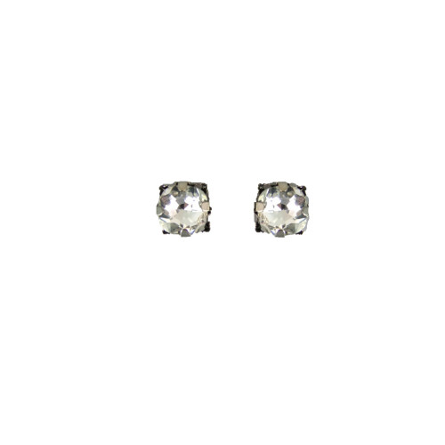 Sew-on glass rhinestones in metal frame 8×8 mm transparent pack of 2 pcs