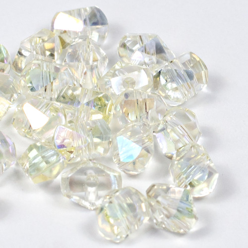 Crystal bead rectangular convex 6×5 mm beige 1 pc