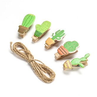 Wooden clothespins 35×7 set Cacti pack of 10 pcs