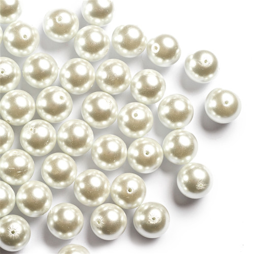 Glass bead like pearls 12 mm white 1 pc