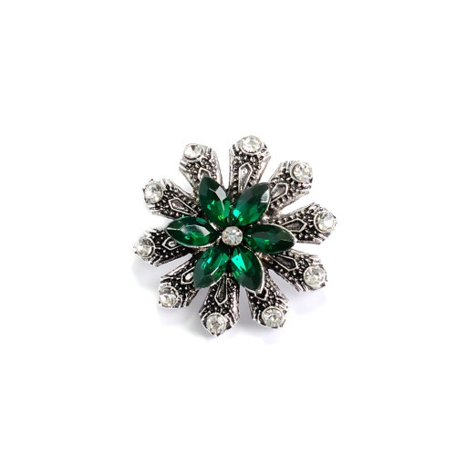 Bead button SNAP Flower 10-petals green 1 pc