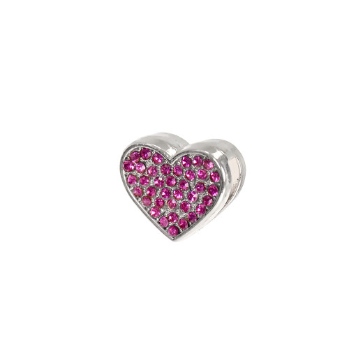 Slider bead 11.5×13.6 mm Heart cupronickel 1 pc
