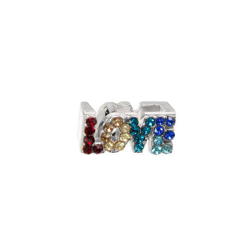 Slider bead 11.6×6 mm LOVE cupronickel 1 pc