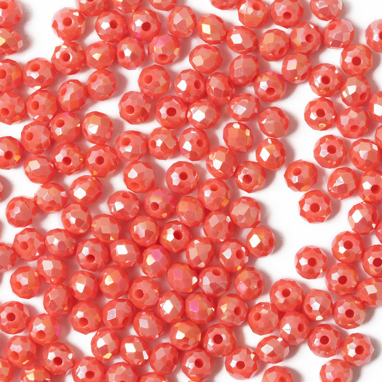 Koralik kryształowy okrągły 4x3 mm koralowy 1 szt