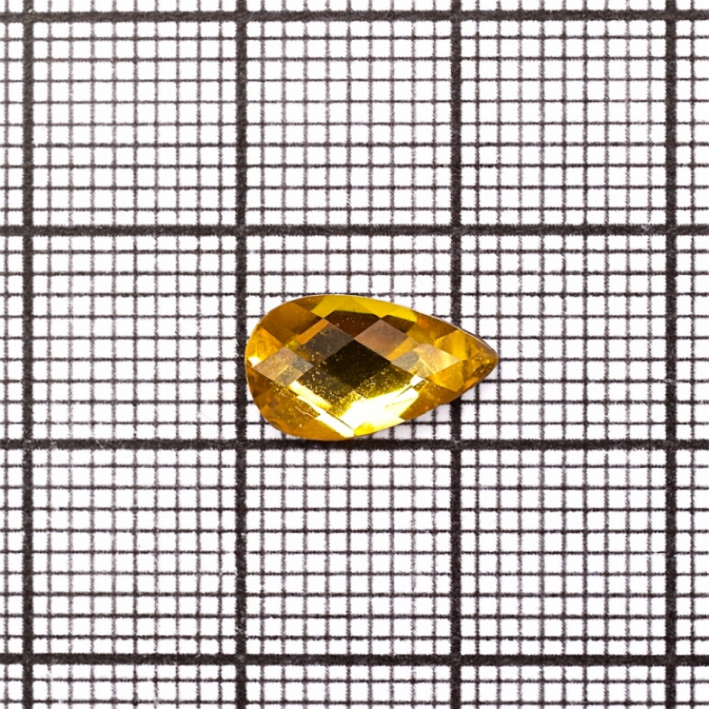 Plastic rhinestones 12×7 mm yellow, pack of 15 pcs.