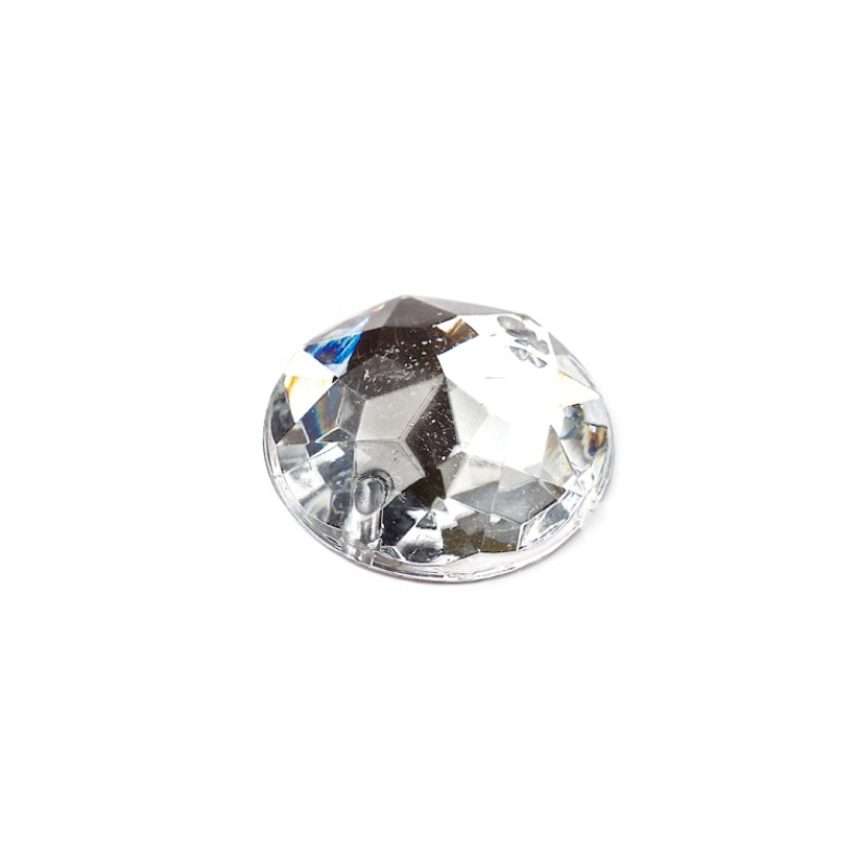 Plastic sew-on rhinestones 16 mm transparent, pack of 6 pcs.