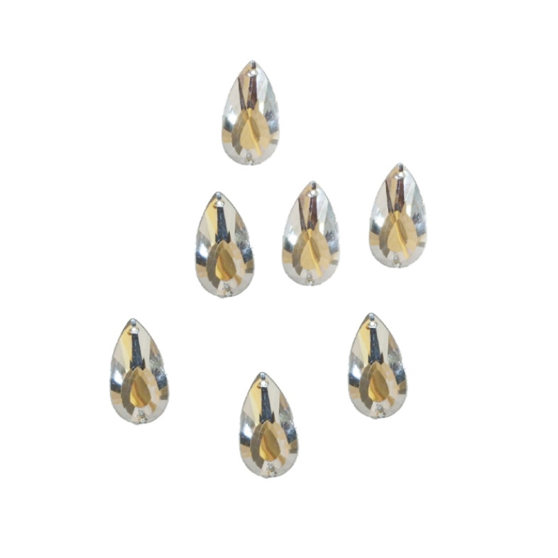 Plastic teardrop sew-on rhinestones 18×9 mm transparent pack of 8 pcs