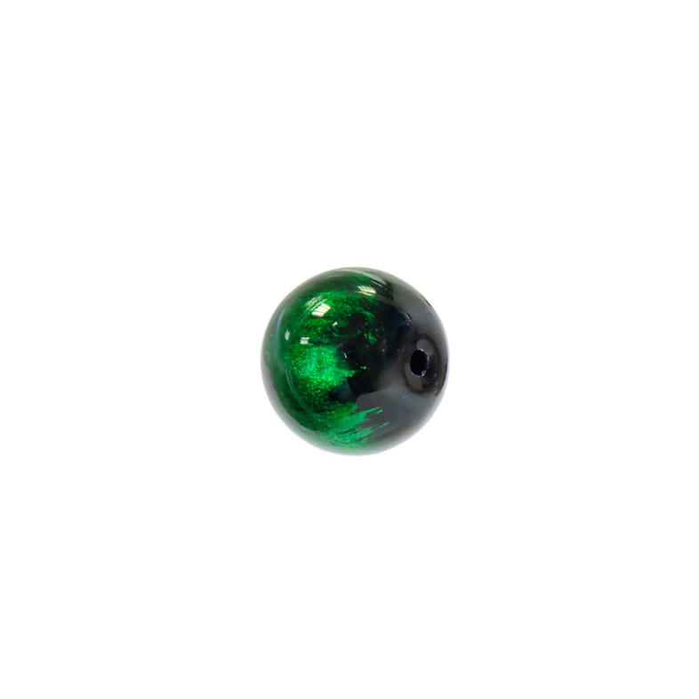 Koralik szklany 10 mm zielono-czarny ze wzorem 1 szt