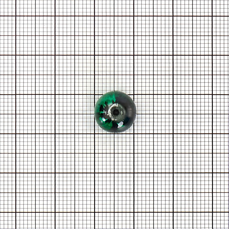 Koralik szklany 10 mm zielono-czarny ze wzorem 1 szt