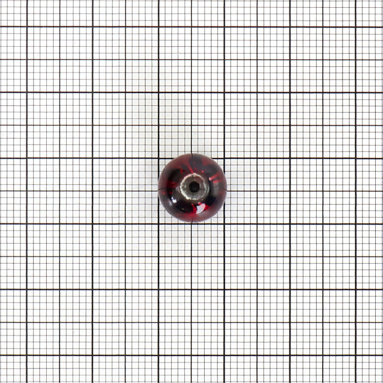 Koralik szklany 10 mm czerwono-czarny ze wzorem 1 szt