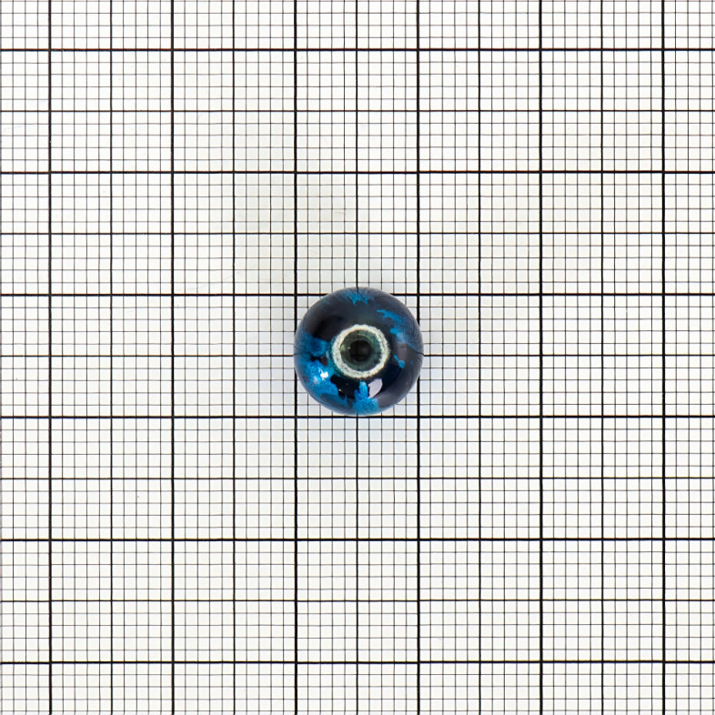 Koralik szklany 10 mm niebiesko-czarny ze wzorem 1 szt