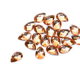 Plastic rhinestones 9×6 mm orange, pack of 20 pcs.