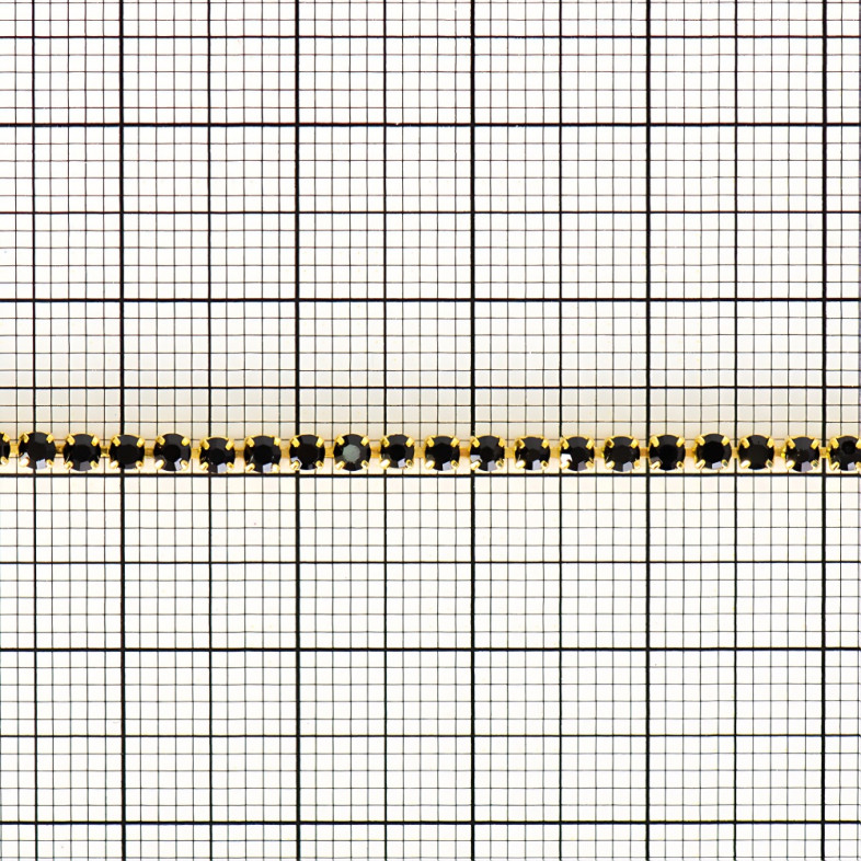 Rhinestone gold chain SS6 (1.9 - 2.0 mm) black crystal 1 meter