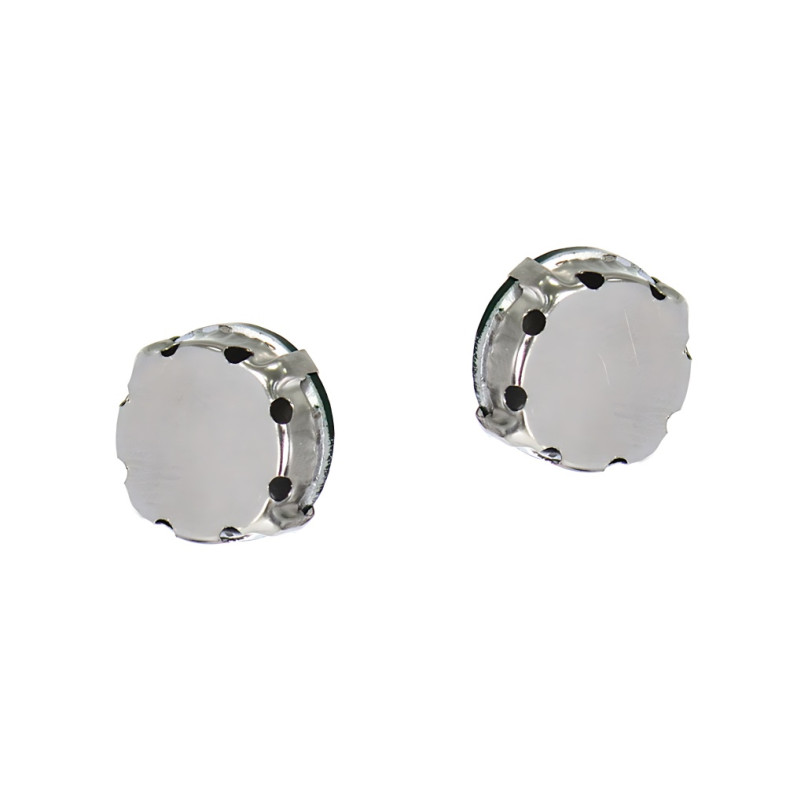 Sew-on glass rhinestones in metal frame 10 mm green pack of 2 pcs
