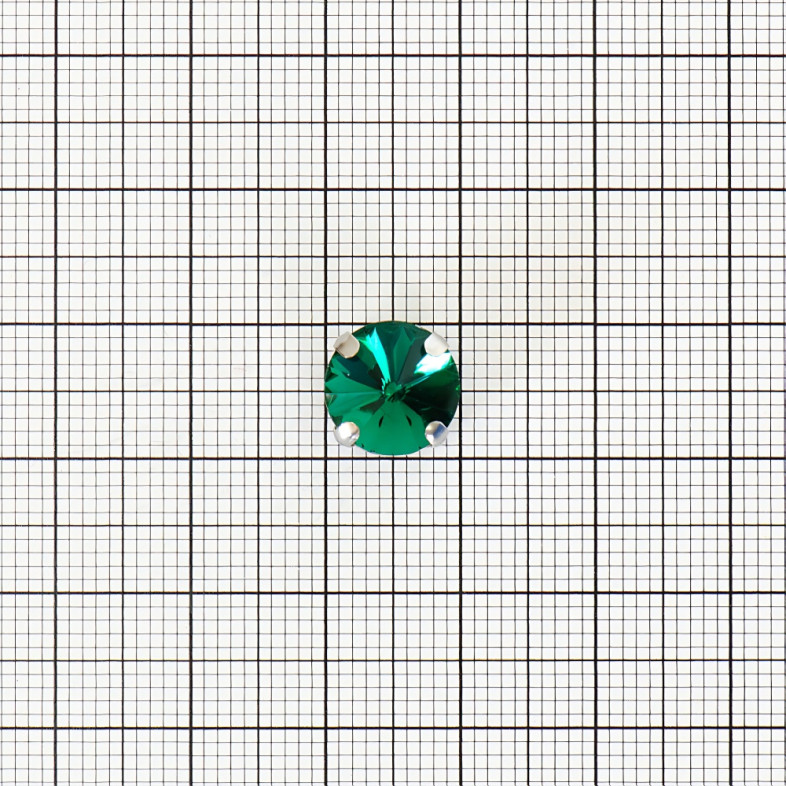 Sew-on glass rhinestones in metal frame 10 mm green pack of 2 pcs