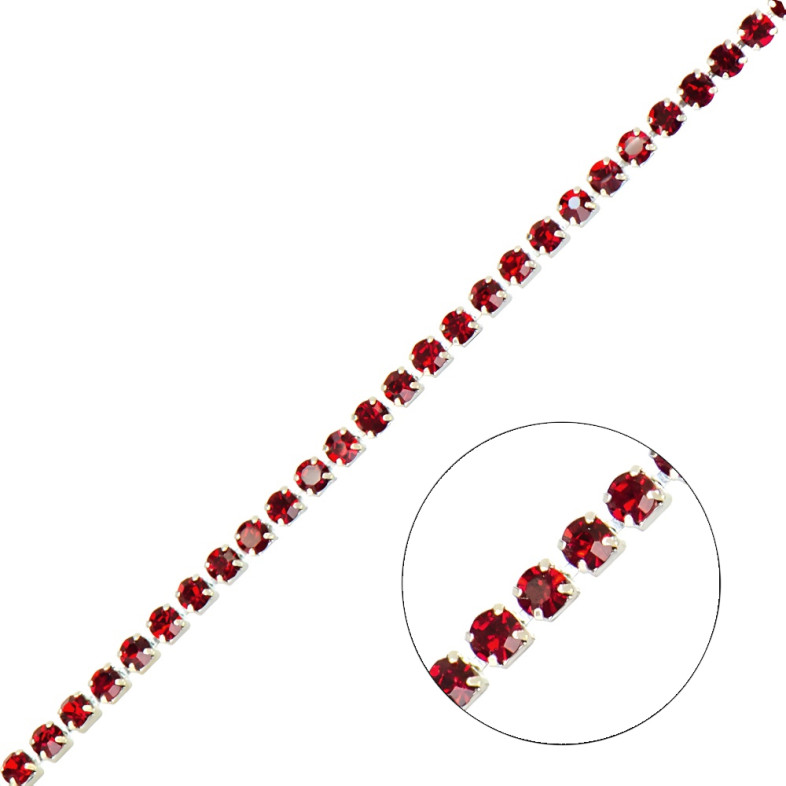 Chain with crystals SS6 (1.9 - 2.0 mm) burgundy 1 meter