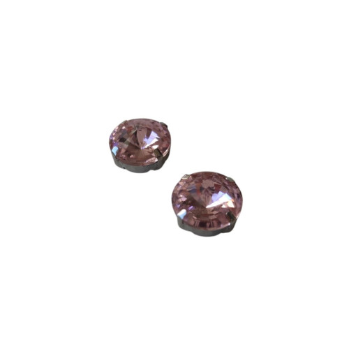 Sew-on glass rhinestones in metal frame 16 mm pink pack of 2 pcs