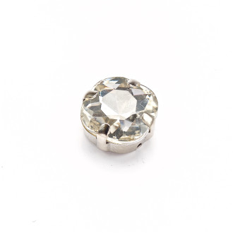 Sew-on glass rhinestones in metal frame 10×10 mm transparent pack of 2 pcs