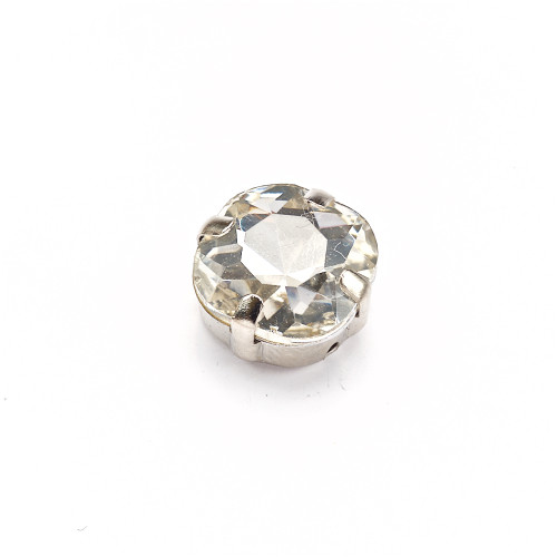 Cyrkonie szklane do szycia w metalicznym okuciu 10x10 mm przezroczysty op.2 szt