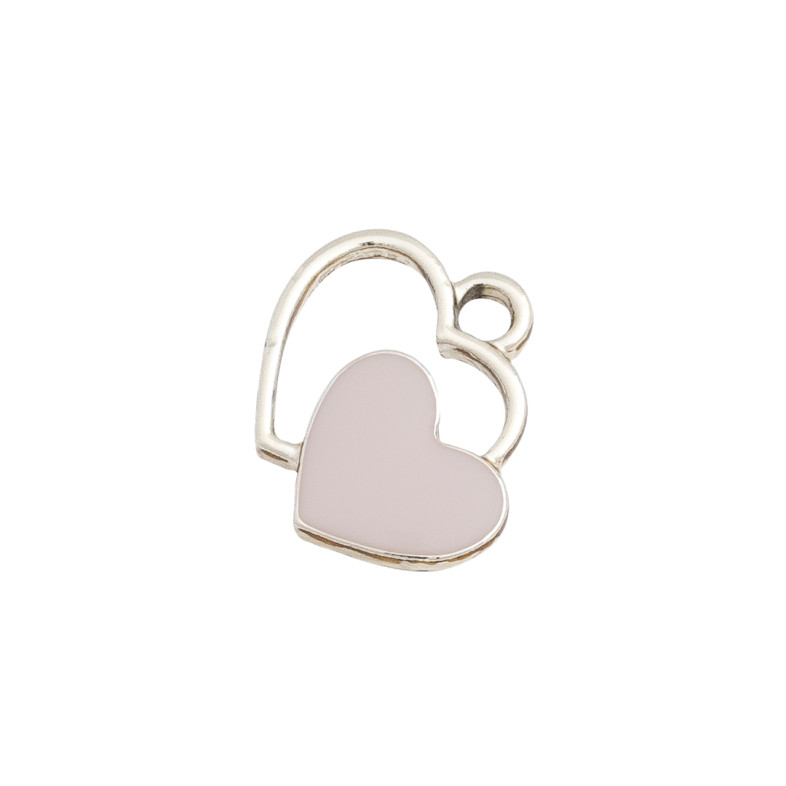 Підвіска металева емальована Серця бежева 1 шт